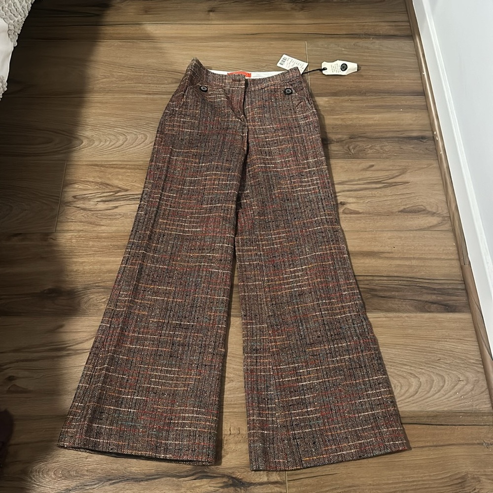 Anthropologie Cartonnier brown plaid wife-leg pants - Picture 3 of 7